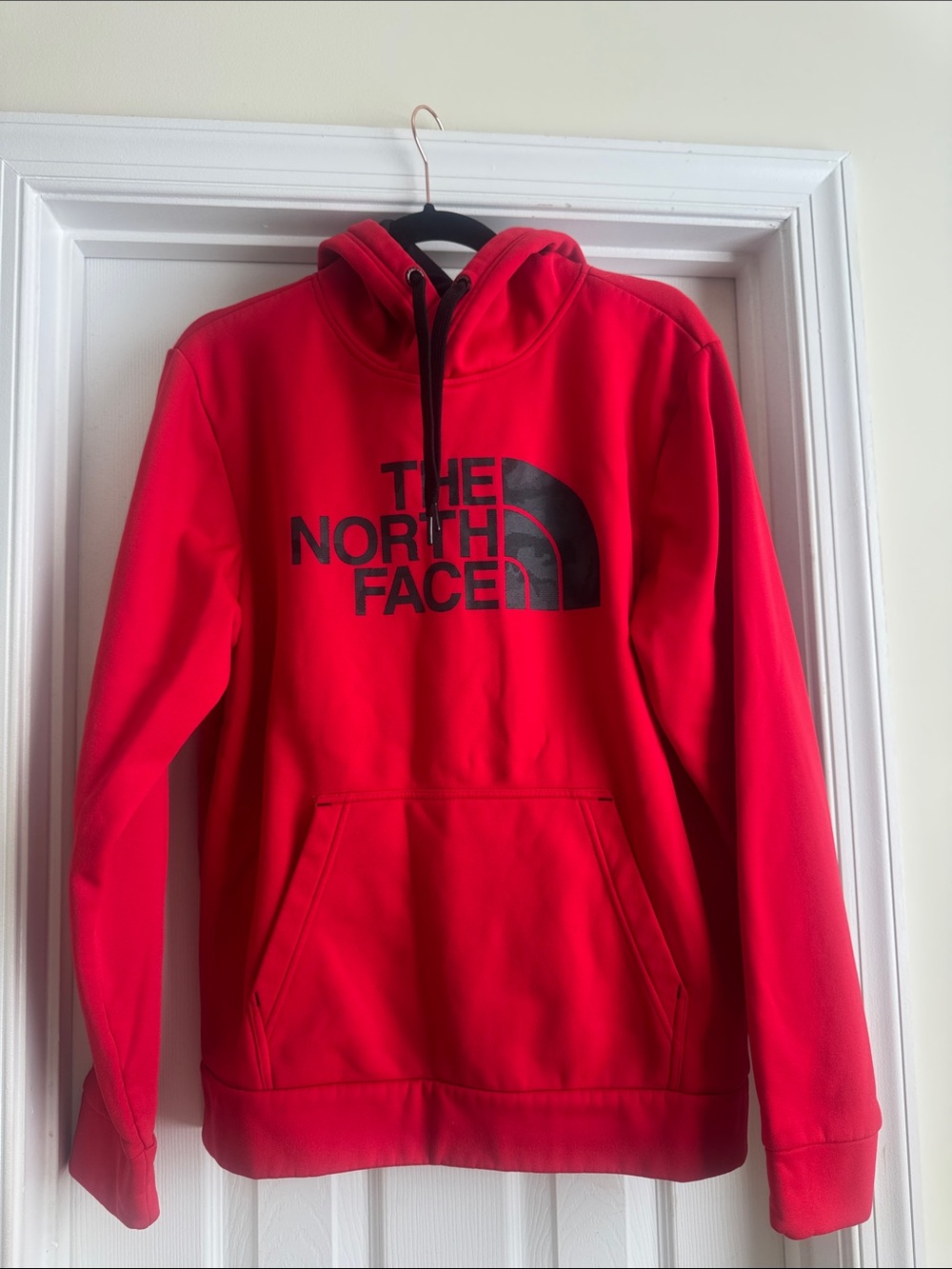 The North Face Red Hoodie with Black Logo